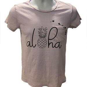 HONOLUA Wahine “Aloha” Hawaiian Islands Light Purple Pocket Shirt Women S Small
